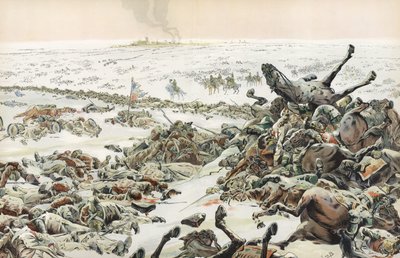 1807年2月の決定的なエイラウの戦いで虐殺を観察したナポレオン 作： Onfray de Breville Job