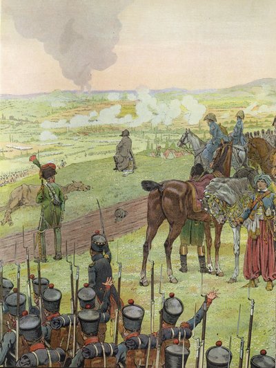 ナポレオン、ドラムの上に座って、バウツェンの戦いで1813年5月20〜21日 作： Onfray de Breville Job