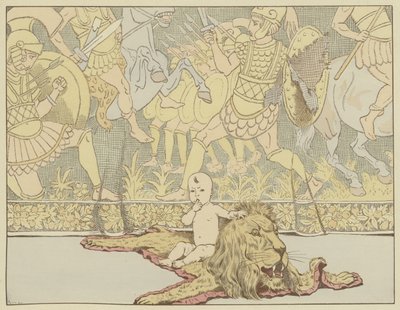 子供は1769年8月15日にアジャクシオで生まれ、ホーマーの英雄を描いたタペストリーが飾られた部屋で 作： Onfray de Breville Job