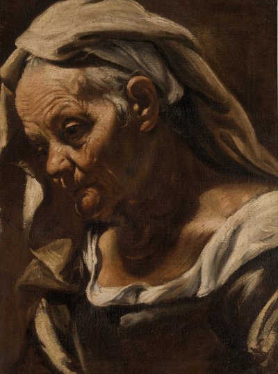 1610年後の老婦人の頭。 作： Orazio Borgianni