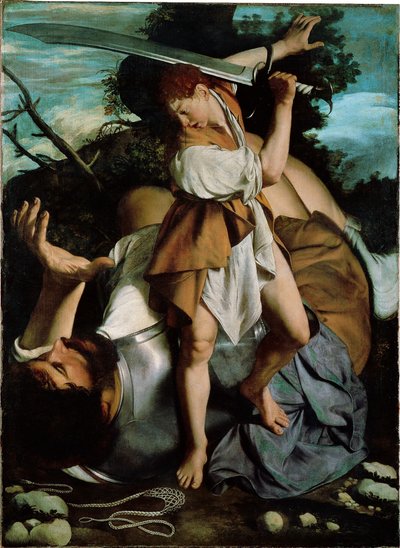 ダビデとゴリアテ 作： Orazio Gentileschi