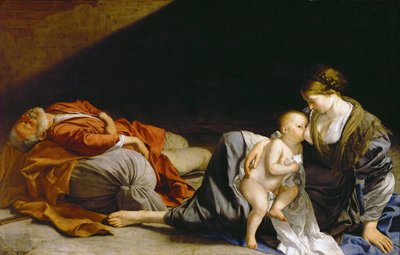 Le repos pendant la fuite en Egypte - エジプトへの飛行中の休息 - Orazio Gentileschi (1563-1638).1625年頃、キャンバスに油彩。寸法：138,5x216 cm。美術史博物館、ヴィエンヌ 作： Orazio Gentileschi