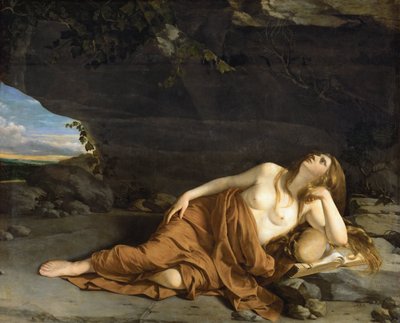 Marie Madeleine repentante - 悔い改めたマグダラのマリア - Orazio Gentileschi (1563-1638)の作品。キャンバスに油彩、1625年頃サイズ：163x208cm美術史博物館（ウィーン 作： Orazio Gentileschi