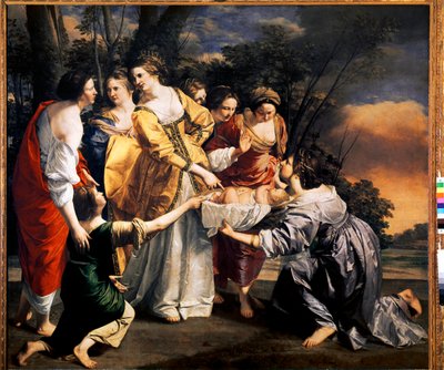 モーゼがナイルの水を救う（油彩・キャンバス 作： Orazio Gentileschi