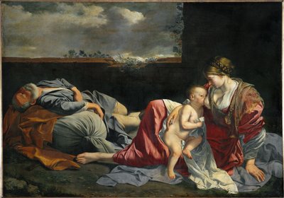 エジプトへの飛行中、休息する聖家族 ... 作： Orazio Gentileschi