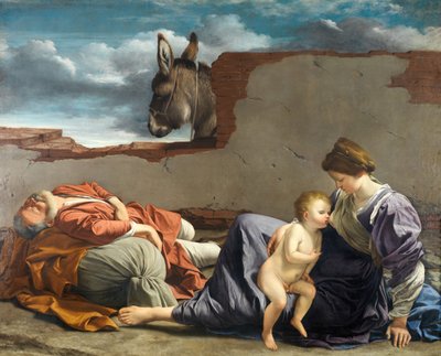エジプトへの逃避行の休息、1615～1621年。 作： Orazio Gentileschi