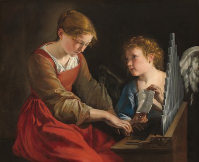 聖セシリアと天使、c。 16171618およびc。 16211627 作： Orazio Gentileschi