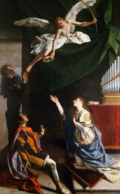 聖殉教者セシリア、ヴァレリアン、ティブルティウス、1606-1607。 作： Orazio Gentileschi