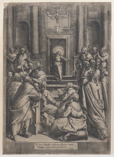 神殿で論争するキリスト, 1568-77., 1568-77. 作： Orazio de Sanctis