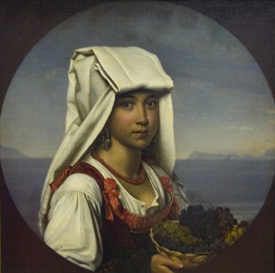 果物を持つナポリタンの少女、1831 作： Orest Adamovich Kiprensky