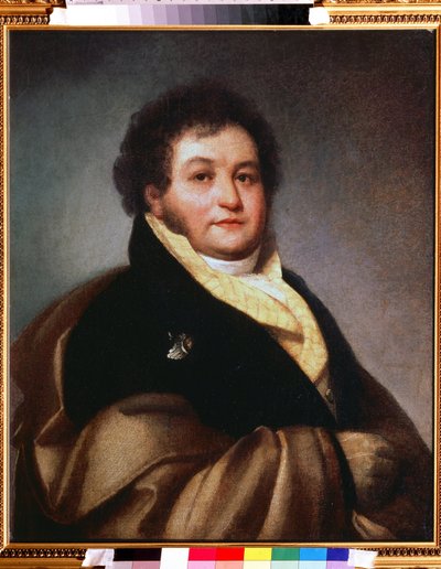 ヴァシーリー・ムーシン・プーシキン・ブルース伯爵の肖像 (ムーシン・プーシキン・ブルース) (1773-1836) (ヴァシーリー・ムーシン・プーシキン・ブルース伯爵の肖像)。 オレステ・アダモビッチ・キプレンスキー（キプレンスキー）（1782-1836）による絵画、キャンバスに油彩 作： Orest Adamovich Kiprensky