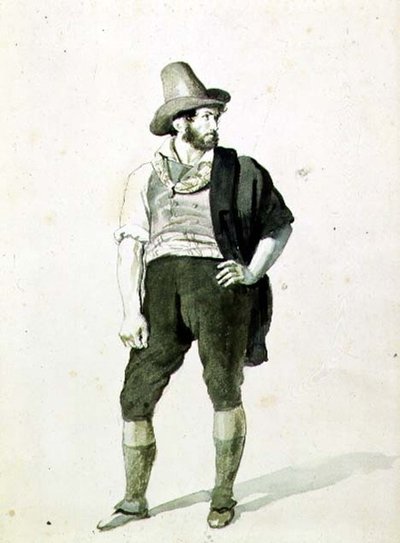若いイタリア人」1834年頃（水彩画） 作： Orest Adamovich Kiprensky