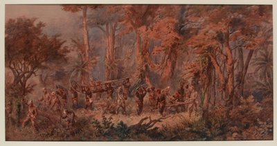 ？Mansuhに進軍する海軍旅団？、1873 作： Orlando Norie