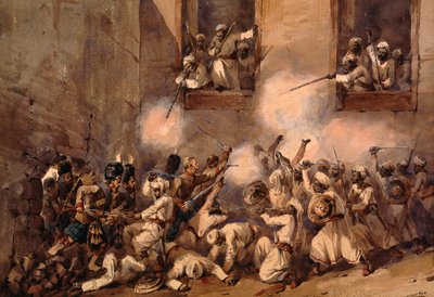 1857年11月16日、ラクナウのセカンドラバーグの襲撃で侵害に突入した93人目のハイランダー 作： Orlando Norie