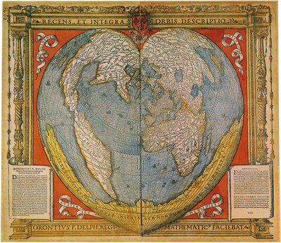 ハート型の世界地図 作： Oronce Fine