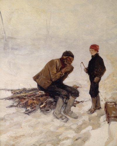 氷上の老人と少年 作： Oscar Arnold Wergeland