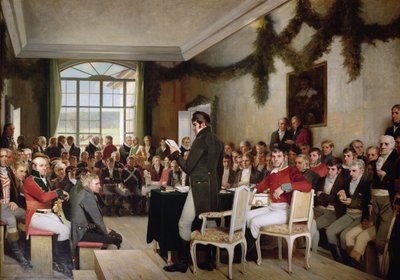 1814 年にノルウェー憲法を可決した Eidsvoll の国民議会 作： Oscar Arnold Wergeland