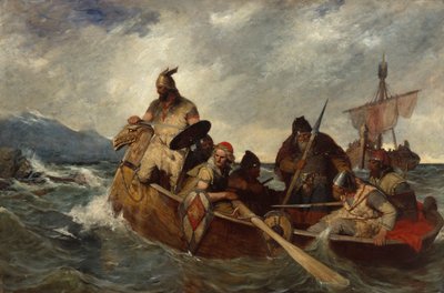 872年にアイスランドに上陸したノルウェー人（キャンバスに油彩） 作： Oscar Arnold Wergeland
