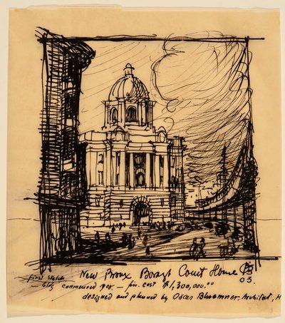 ニューブロンクス郡庁舎、1903 年。 作： Oscar Bluemner