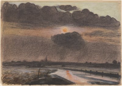 川に沈む夕日 作： Oscar Bluemner