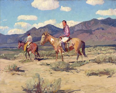 タオス山脈の勇士たち（油彩・板） 作： Oscar Edward Berninghaus