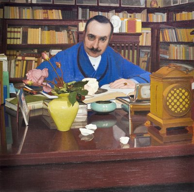 書斎のウーゴ・オジェッティ、1908-09年頃（キャンバスに油彩） 作： Oscar Ghiglia