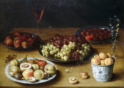果物とグラスのある静物、Osias Beert（1580-1624）作、木に油彩 作： Osias the Elder Beert