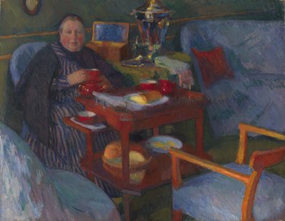 お茶を飲む女性 作： Osip Emmanuilovich Braz