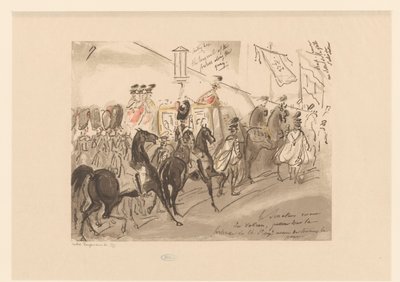 兵士が馬車を護衛する Le Senateur venant du Vatican (...) (オブジェクトのタイトル) 作： Oskar Bangemann