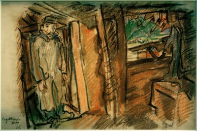カバーをかけた状態のプロジェクションライフル 作： Oskar Kokoschka