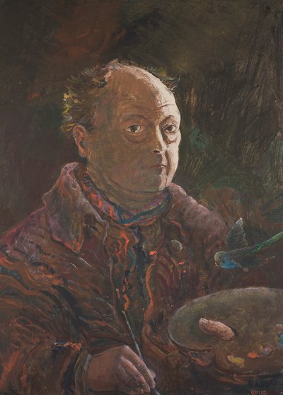 セキセイインコとの自画像 作： Oskar Laske