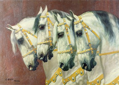 4頭の馬の頭 作： Oskar Merte