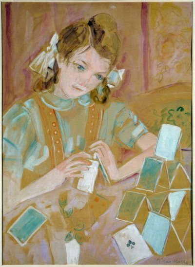 カードの家を持つ子供 作： Oskar Moll