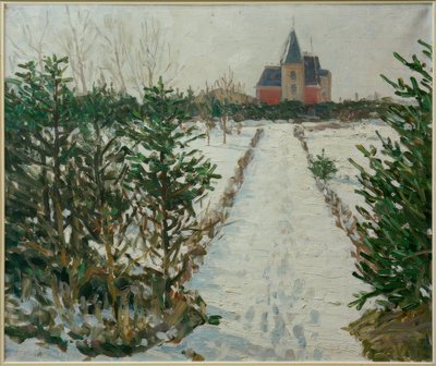 城-教会のある雪景色 作： Oskar Moll