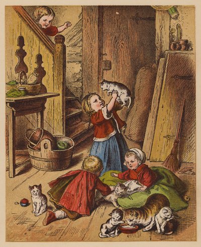 小さな子猫たち（カラーリトグラフ） 作： Oskar Pletsch