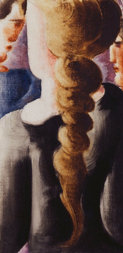 後ろから暗いピグテール、小さな画像I;後ろから黒く編まれた、小さな絵I。 作： Oskar Schlemmer