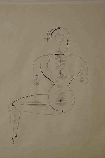 側面からの図: 図 H2 着席、1921 年。 作： Oskar Schlemmer