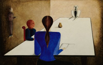 テーブルでのグループ、1923年。 作： Oskar Schlemmer