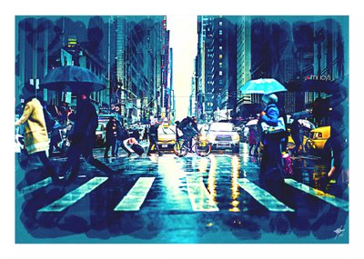 雨の降る街の通り 作： 