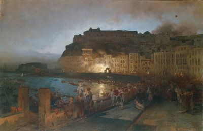 ナポリの花火、1875 作： Oswald Achenbach