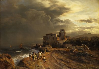 独：イタリア沿岸を暴風雨が移動 作： オズワルド・アッヘンバッハ