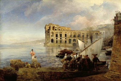 O.Achenbach、ナポリの近くの湾、アンナ女王の宮殿。 作： Oswald Achenbach