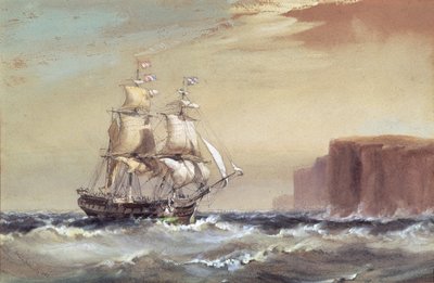 シドニーヘッズから到着した移民船、1883年 作： Oswald Walters Brierly