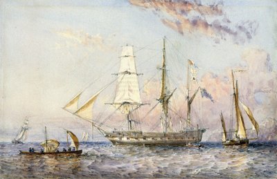 HMS「ガラガラヘビ」号（1822年）。オズワルド・ウォルター・ブライアリー卿（1817-1894）による水彩画1853年。 作： Oswald Walters Brierly