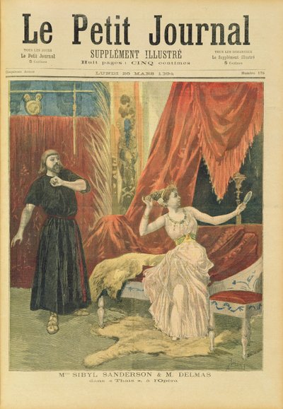 1894年3月26日、「Le Petit Journal」からのジュールマセネ（1841-1912）による「タイ」のマドモアゼルシビルサンダーソン（1865-1903）とムッシュージャンフランソワデルマス（1861-1933） 作： Oswaldo Tofani