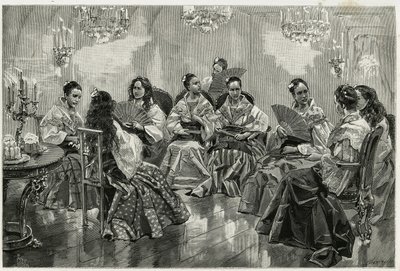 フィリピンのダラガで開催されたナルシソ中国貿易フェア。"フィリピンへの旅 "の物語を説明するためにトファーニが描いた版画 作： Oswaldo Tofani