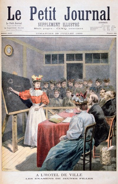 フランスの市庁舎で試験を受ける若い女の子、1895年 作： Oswaldo Tofani