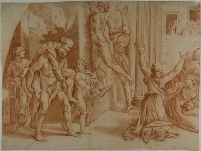 ボルゴの火事（レクト）；ボルゴの火事のスケッチ（裏面） 作： Ottaviano Dandini
