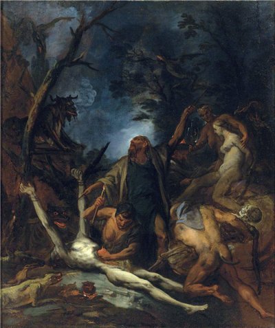 Sorcieres a une messe noire - 黒いミサの魔女たち - Peinture de Ottaviano Dandini (ca 1706-1740), - 油彩・キャンバス, 97x81,5 - 個人蔵 作： Ottaviano Dandini