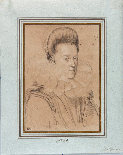エレオノーラ・ド・メディチ（Eleonora de Medici）（1567-1611）の肖像 マンチュア公フィンセント1世（Vincenzo I Gonzaga, Duke of Mantua）（1562-1612）の妻 オッタビオ・レオーニ（1578-1630）のデッサン Genes, Musei di Strada Nuova, inv 2432 作： Ottavio Mario Leoni